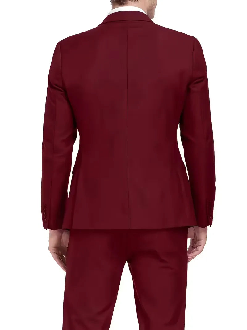 Slim Fit Three-Piece Suit for Men | Glossy Finish