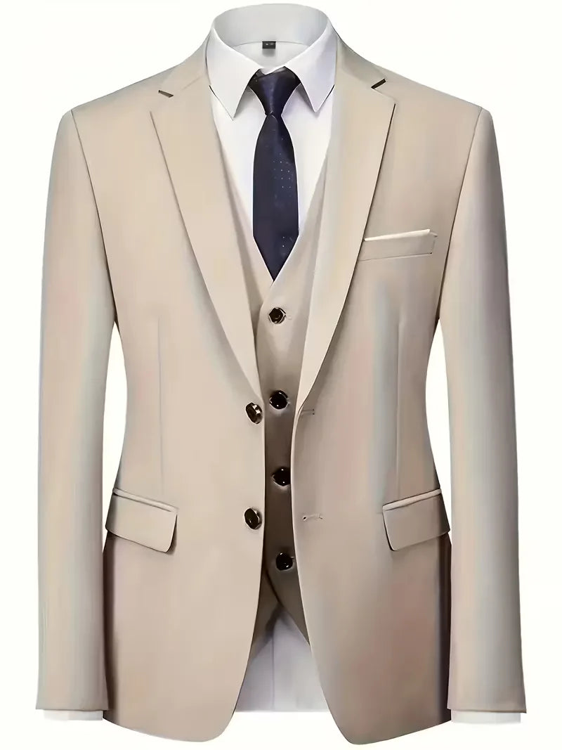 Slim Fit Three-Piece Suit for Men | Glossy Finish