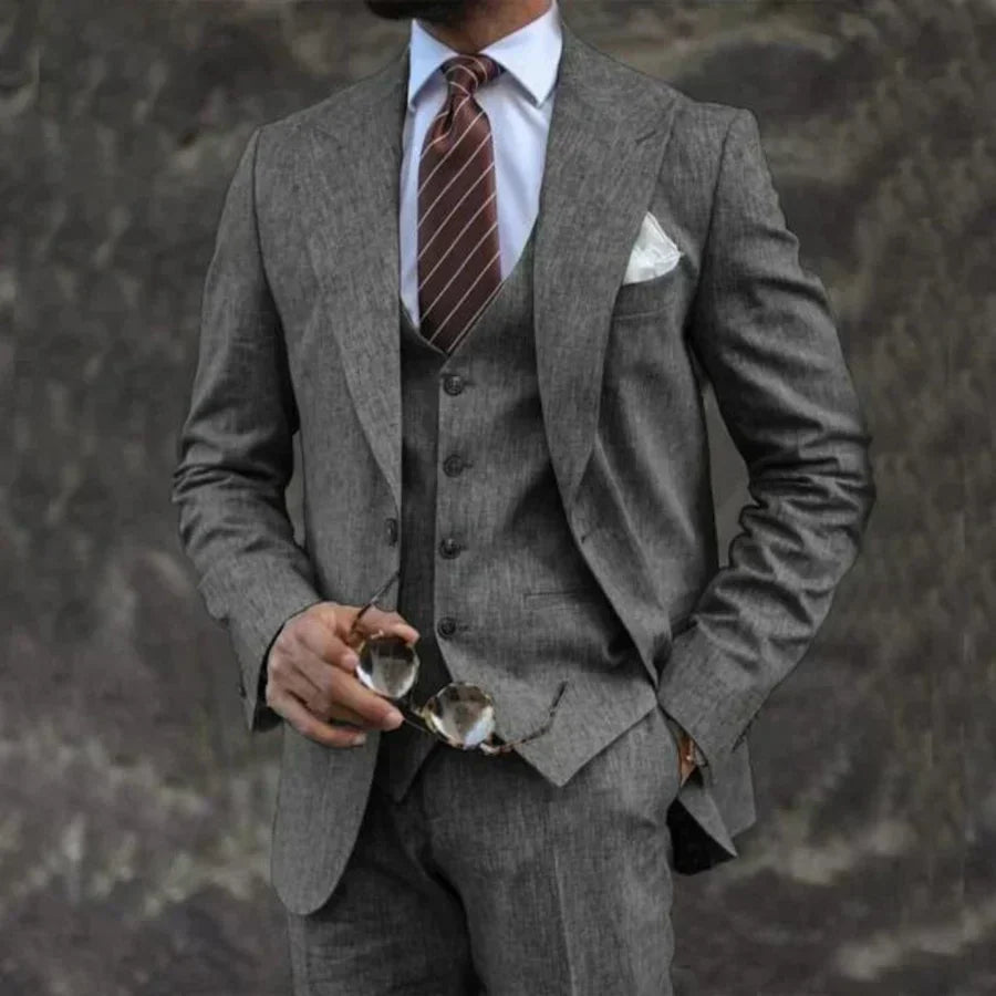 Three-Piece Tailored Blazer Waistcoat Pants Suit for Men | Formal Occasion