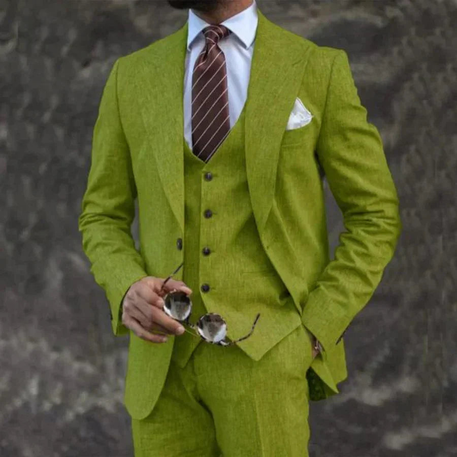 Three-Piece Tailored Blazer Waistcoat Pants Suit for Men | Formal Occasion