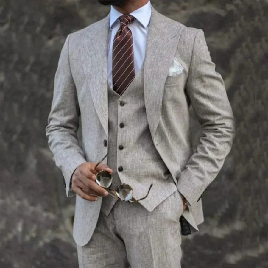 Three-Piece Tailored Blazer Waistcoat Pants Suit for Men | Formal Occasion