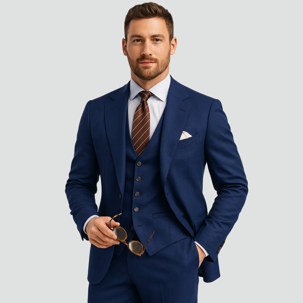 Three-Piece Tailored Blazer Waistcoat Pants Suit for Men | Formal Occasion