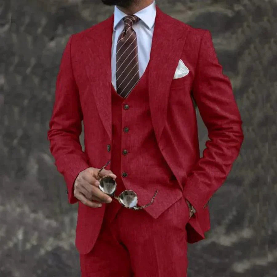 Three-Piece Tailored Blazer Waistcoat Pants Suit for Men | Formal Occasion