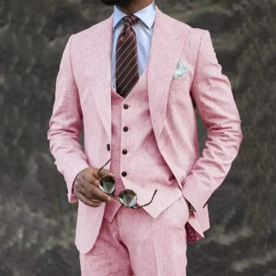 Three-Piece Tailored Blazer Waistcoat Pants Suit for Men | Formal Occasion