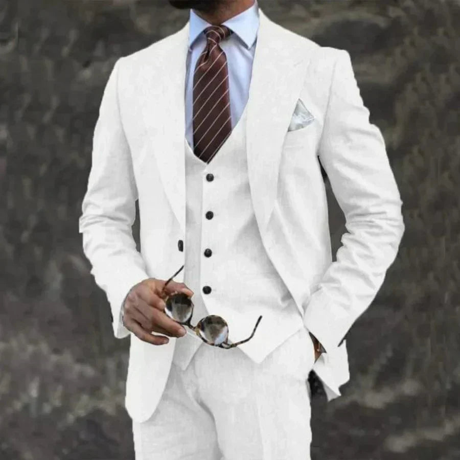 Three-Piece Tailored Blazer Waistcoat Pants Suit for Men | Formal Occasion