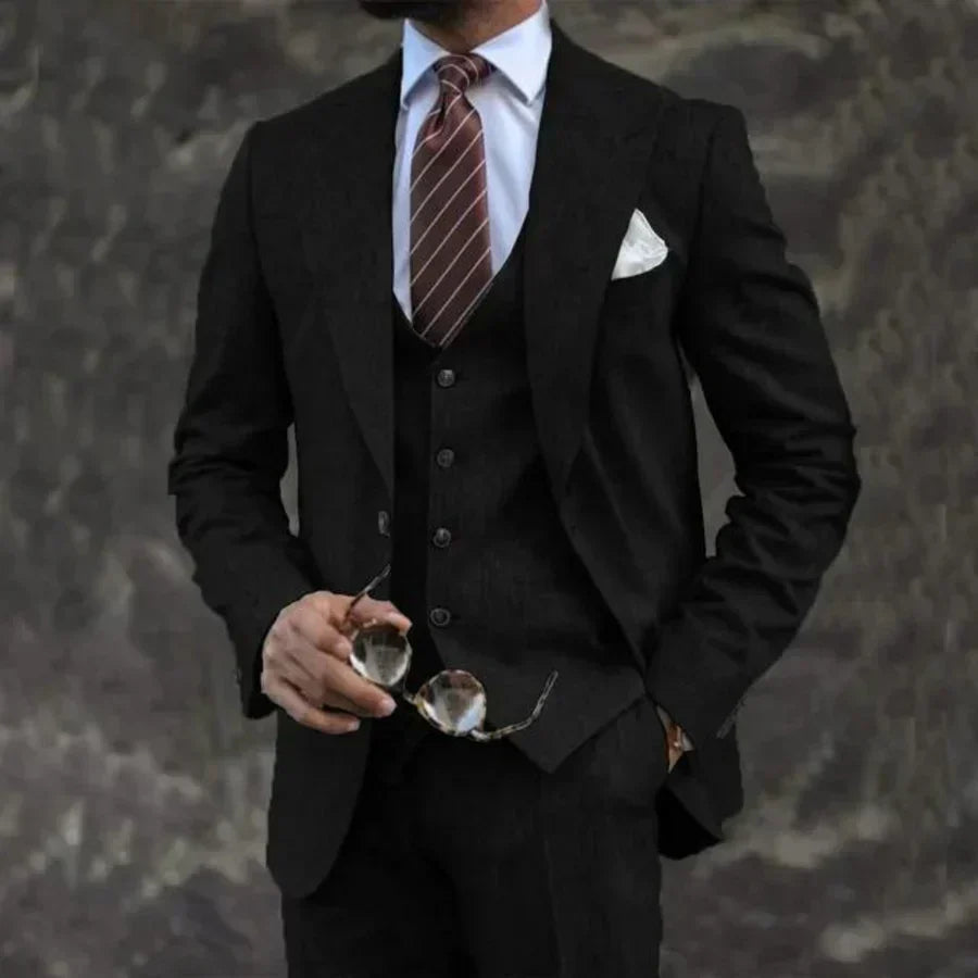 Three-Piece Tailored Blazer Waistcoat Pants Suit for Men | Formal Occasion