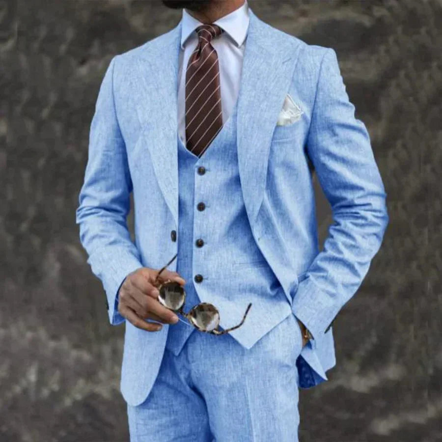Three-Piece Tailored Blazer Waistcoat Pants Suit for Men | Formal Occasion