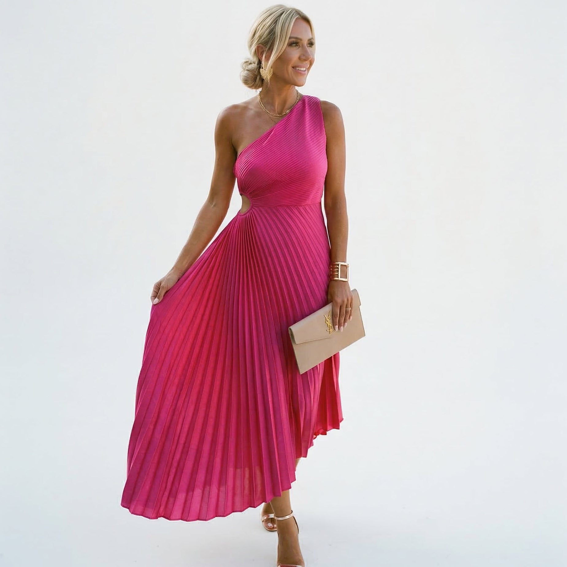 One Shoulder A-Line Maxi Dress for Women | Wedding Guest
