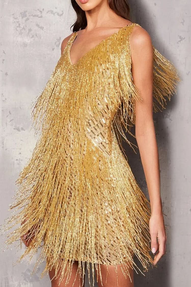 Sequin Fringe A-Line Dress for Women | Evening and Cocktail