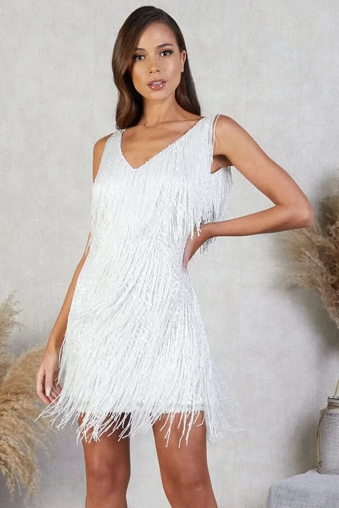 Sequin Fringe A-Line Dress for Women | Evening and Cocktail