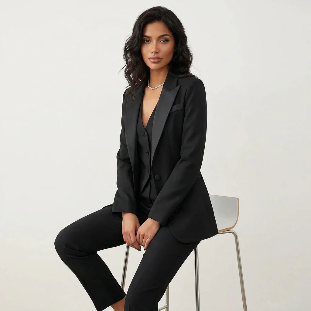 Tailored Three Piece Blazer Vest and Pants Set for Women | Office Wear