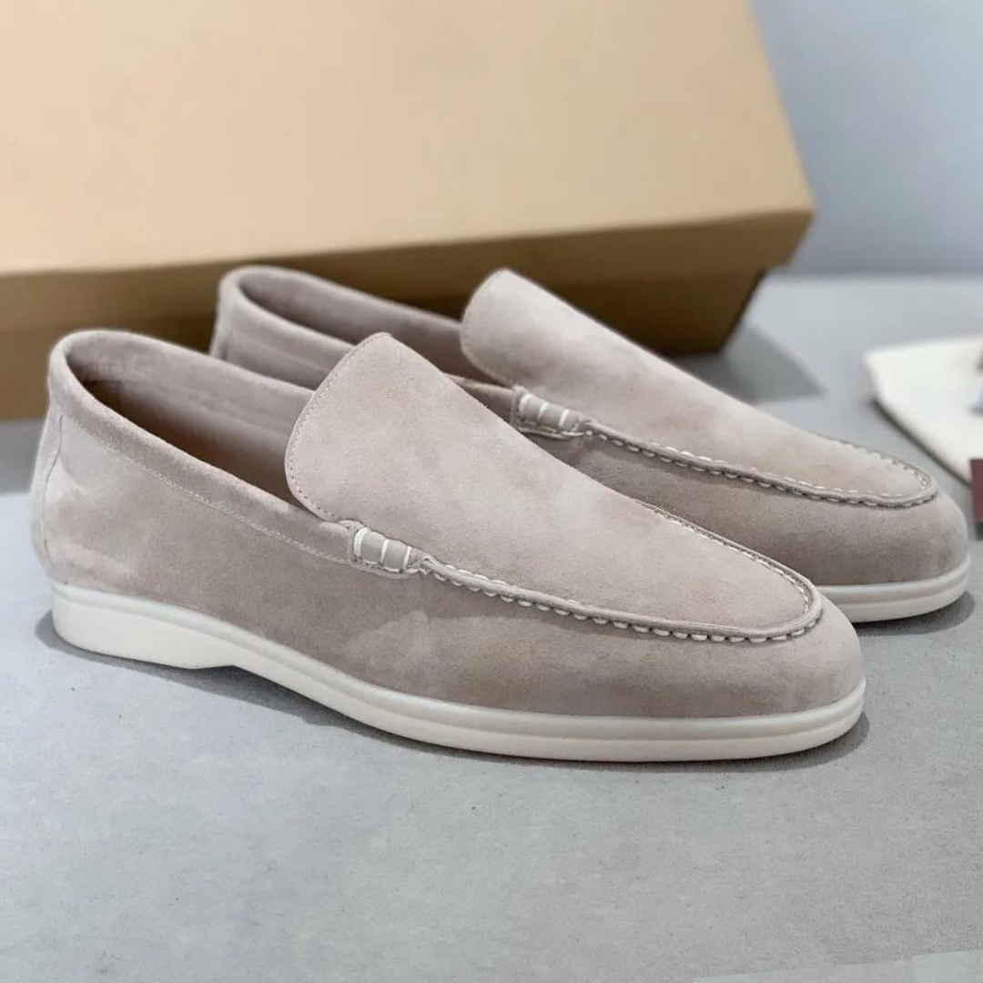Men's Slip-On Loafers with Moccasin Stitching and Contrast Sole