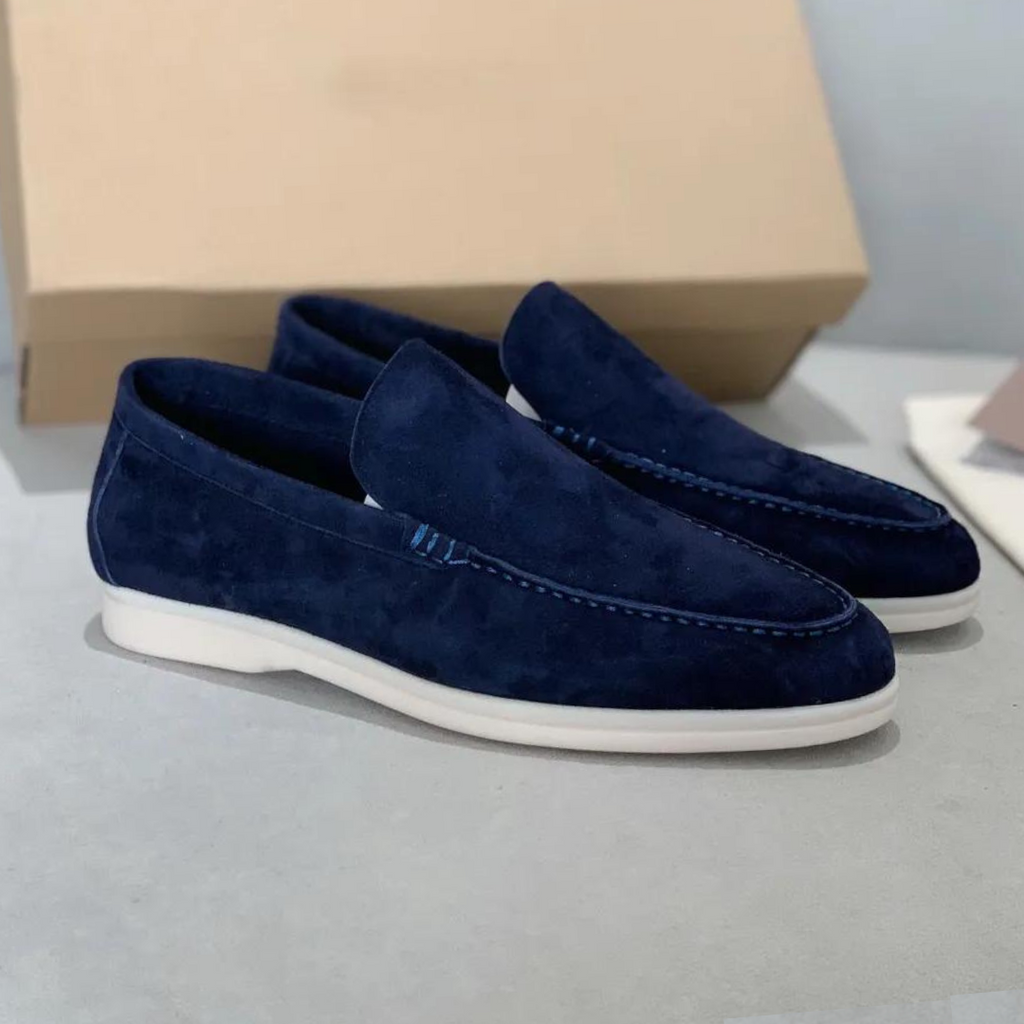 Men's Slip-On Loafers with Moccasin Stitching and Contrast Sole