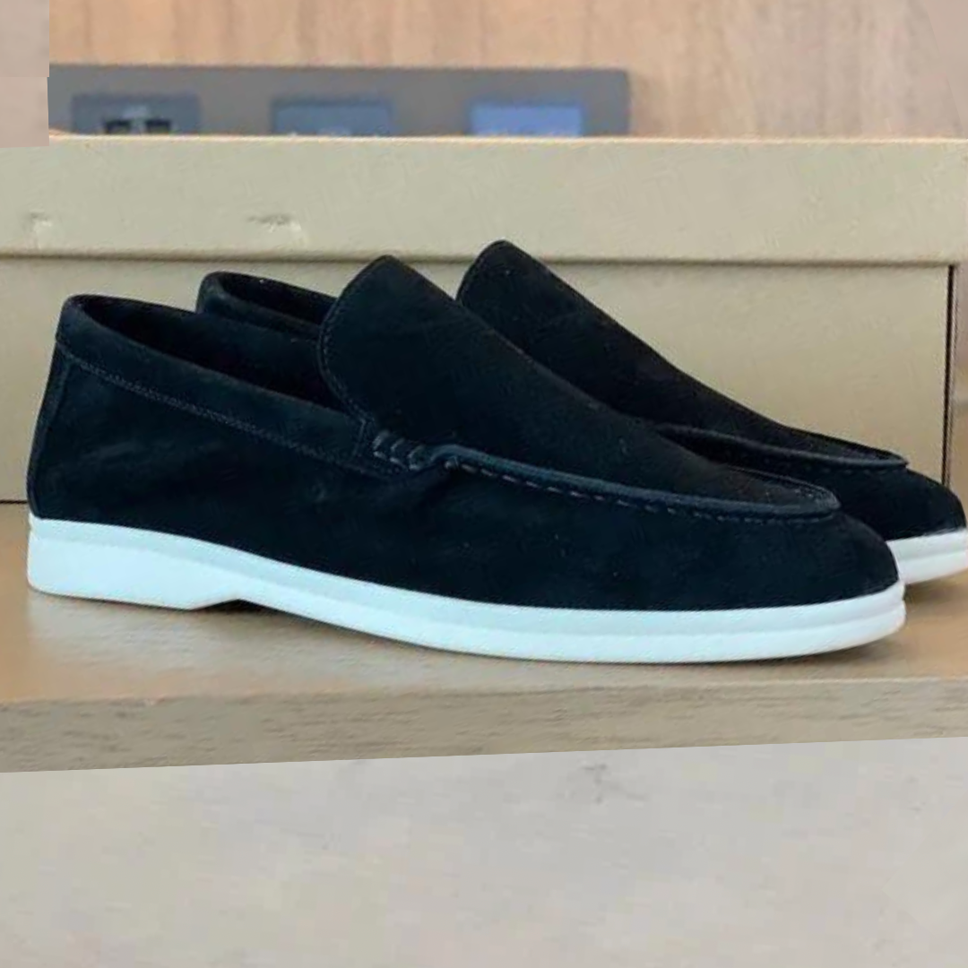 Men's Slip-On Loafers with Moccasin Stitching and Contrast Sole