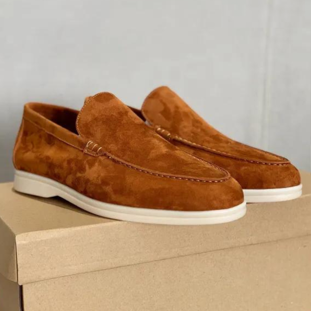 Men's Slip-On Loafers with Moccasin Stitching and Contrast Sole