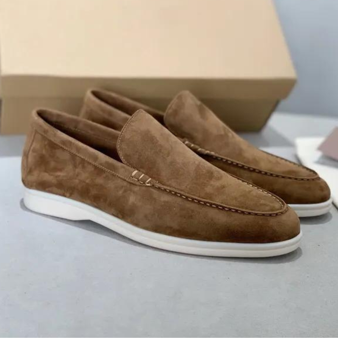 Men's Slip-On Loafers with Moccasin Stitching and Contrast Sole