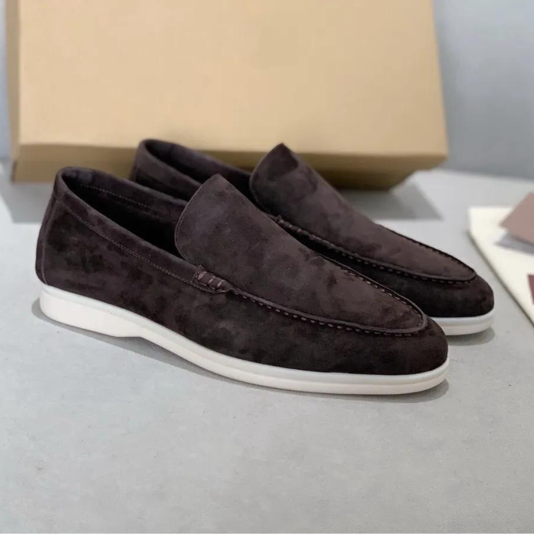 Men's Slip-On Loafers with Moccasin Stitching and Contrast Sole