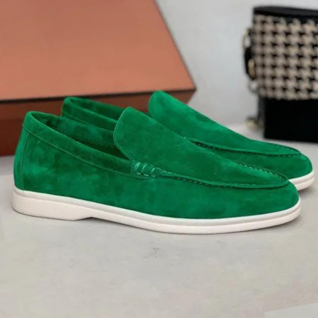 Men's Slip-On Loafers with Moccasin Stitching and Contrast Sole
