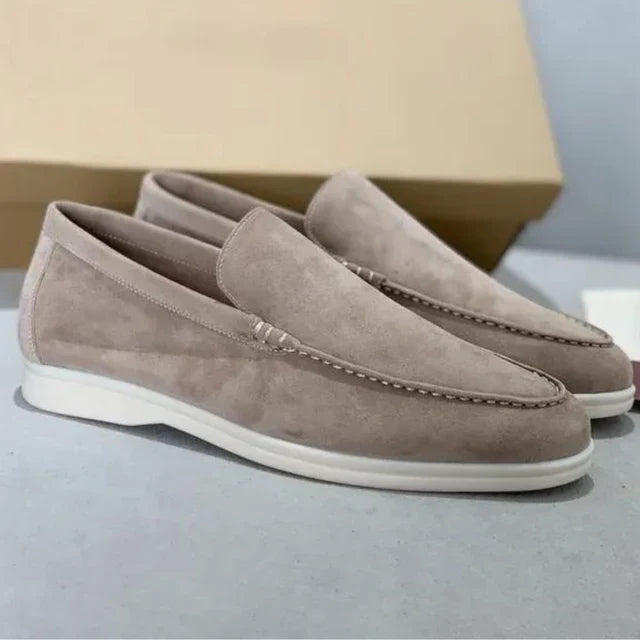Men's Slip-On Loafers with Moccasin Stitching and Contrast Sole