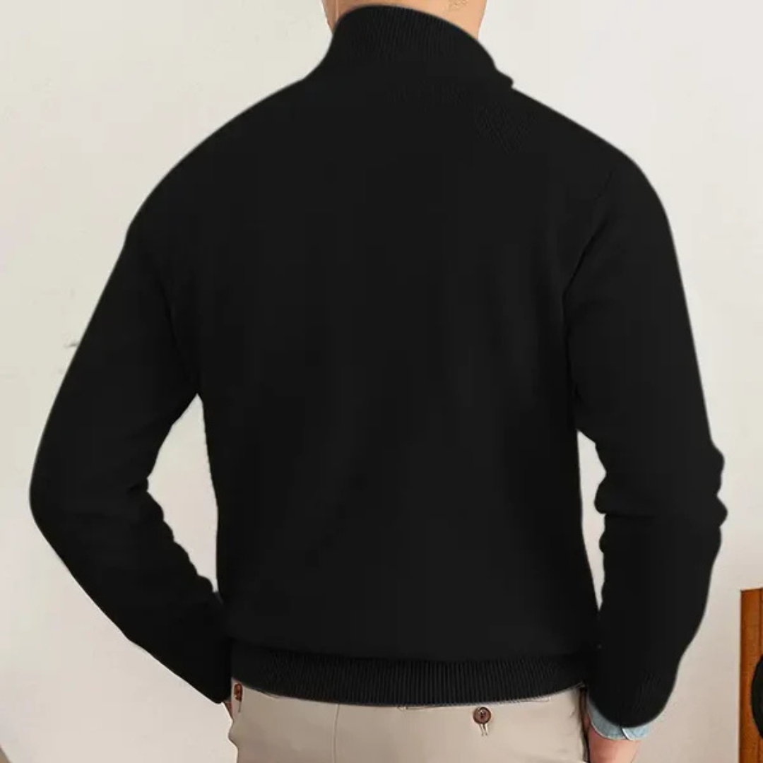 Gabriel Laurent | Luxury Men's Sweater with Half-Zip and High Collar
