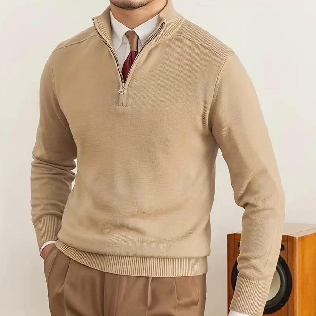 Gabriel Laurent | Luxury Men's Sweater with Half-Zip and High Collar