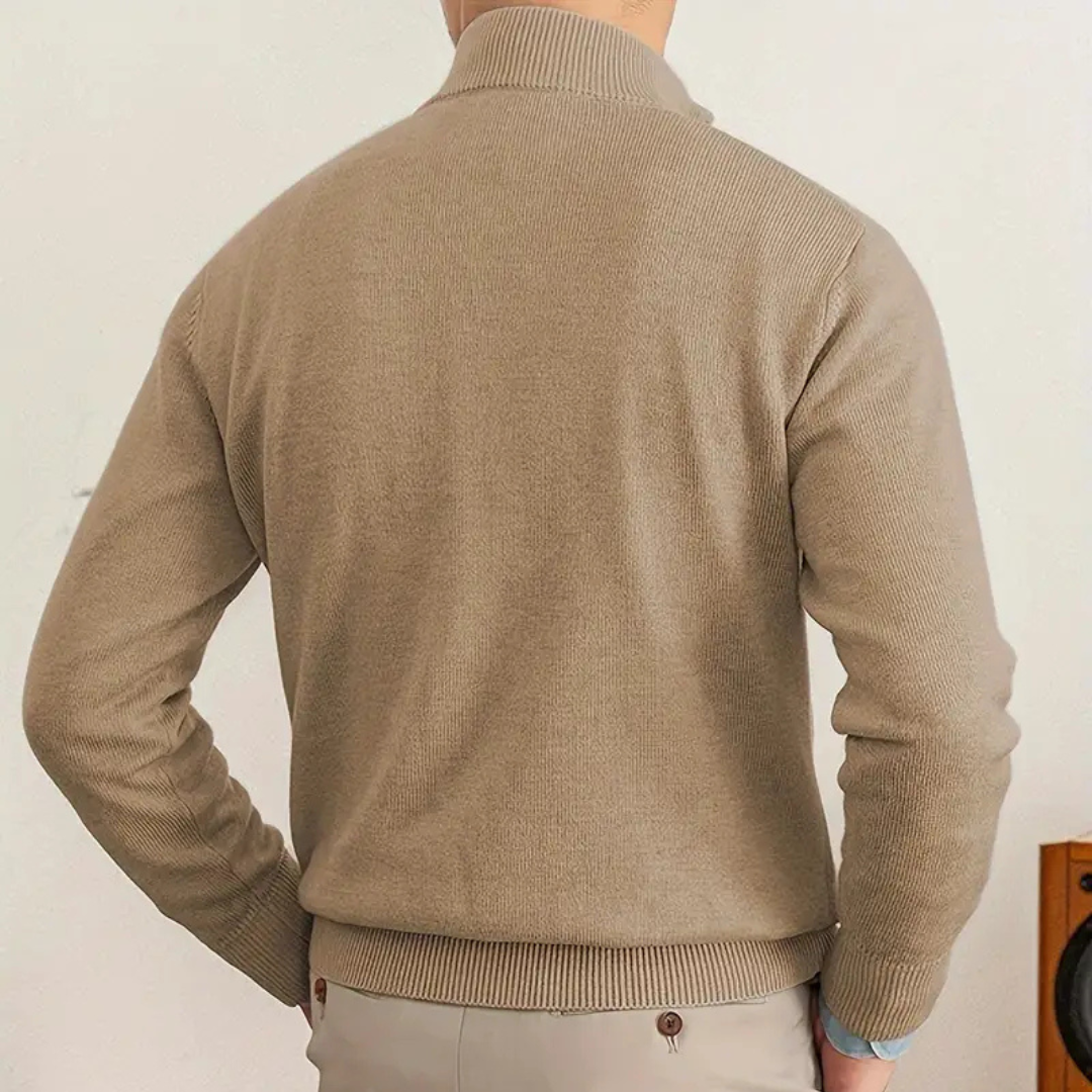 Gabriel Laurent | Luxury Men's Sweater with Half-Zip and High Collar
