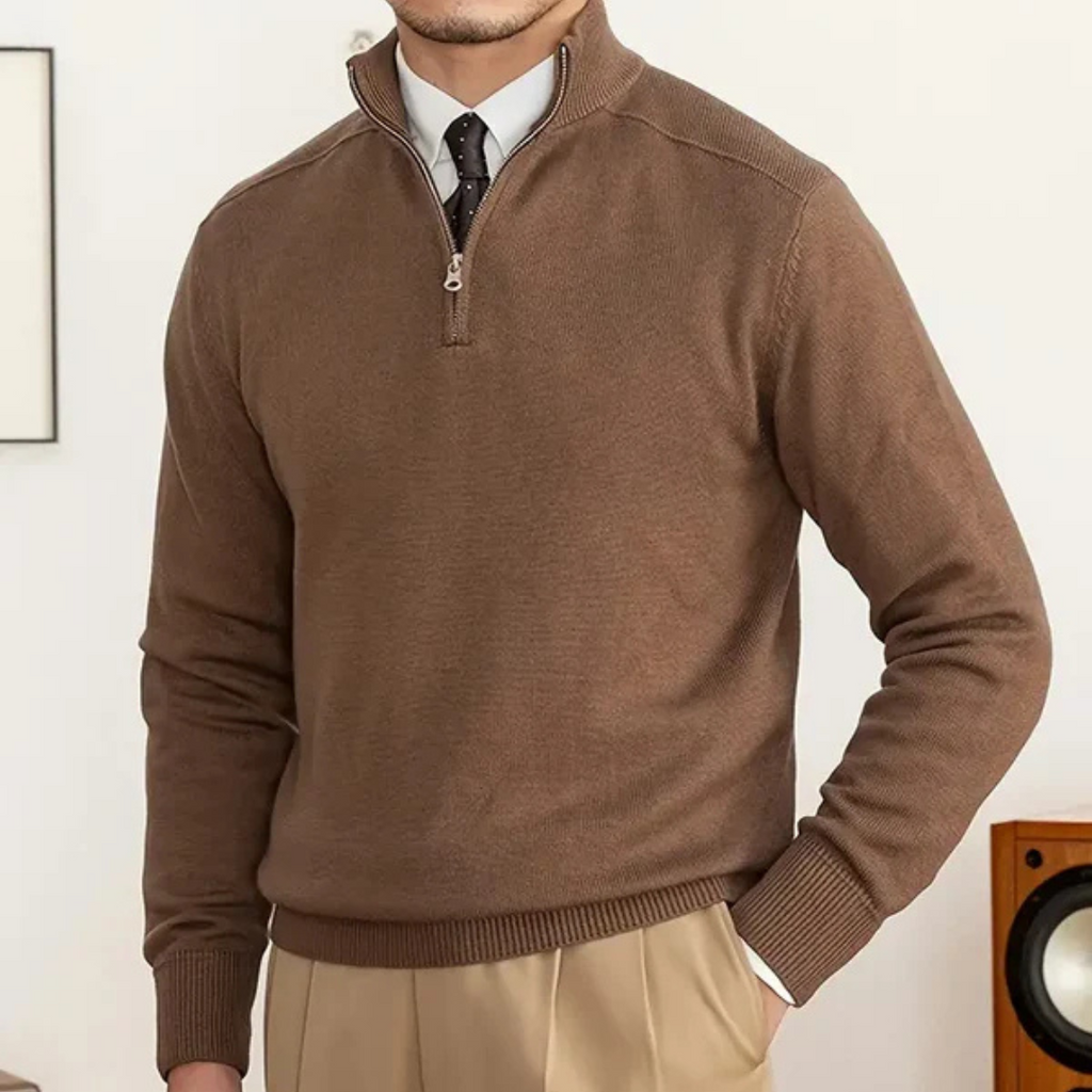 Gabriel Laurent | Luxury Men's Sweater with Half-Zip and High Collar