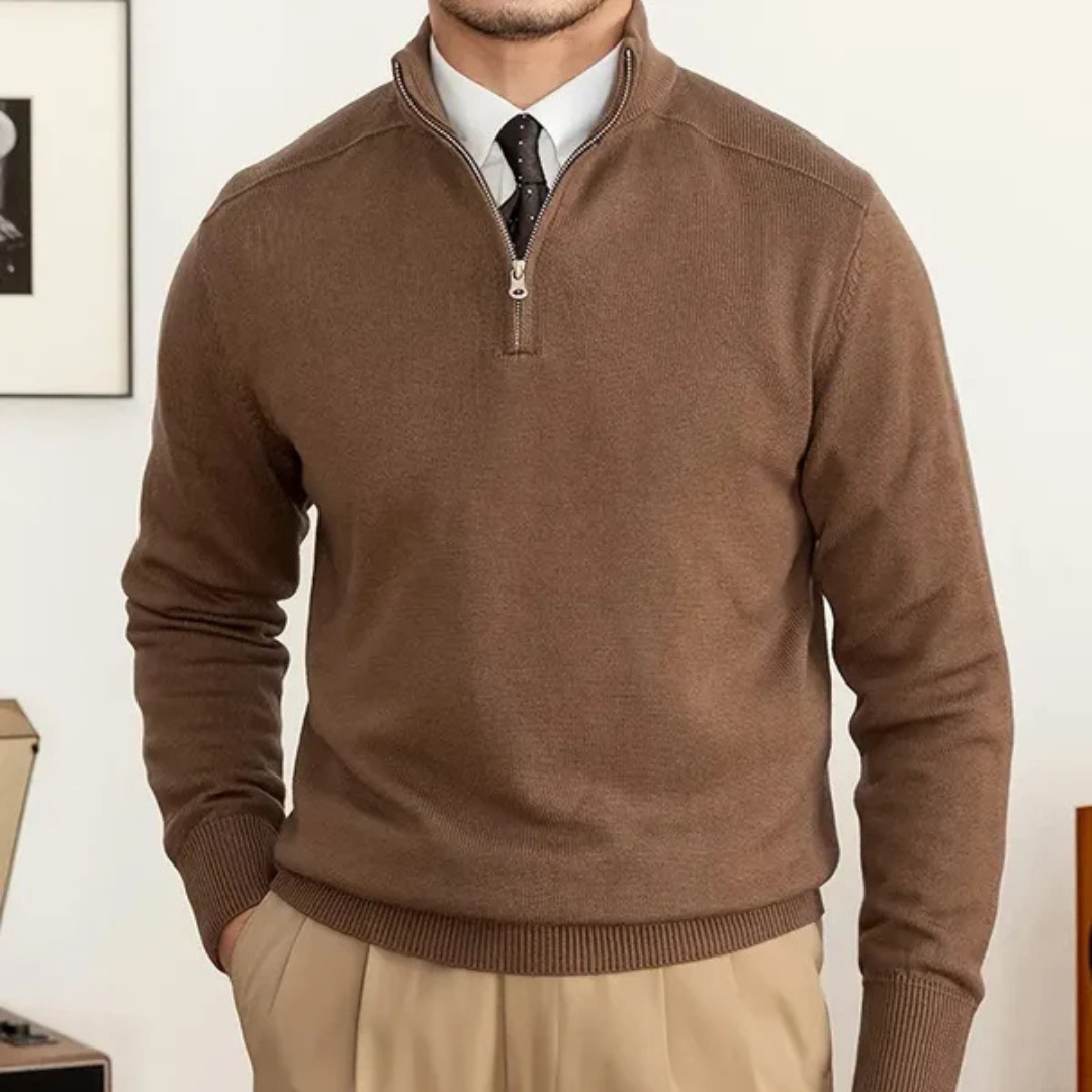 Gabriel Laurent | Luxury Men's Sweater with Half-Zip and High Collar