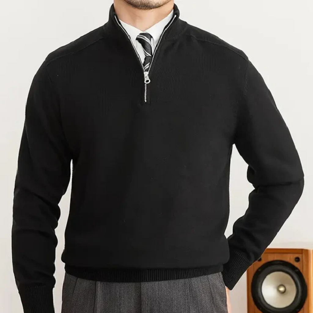 Gabriel Laurent | Luxury Men's Sweater with Half-Zip and High Collar