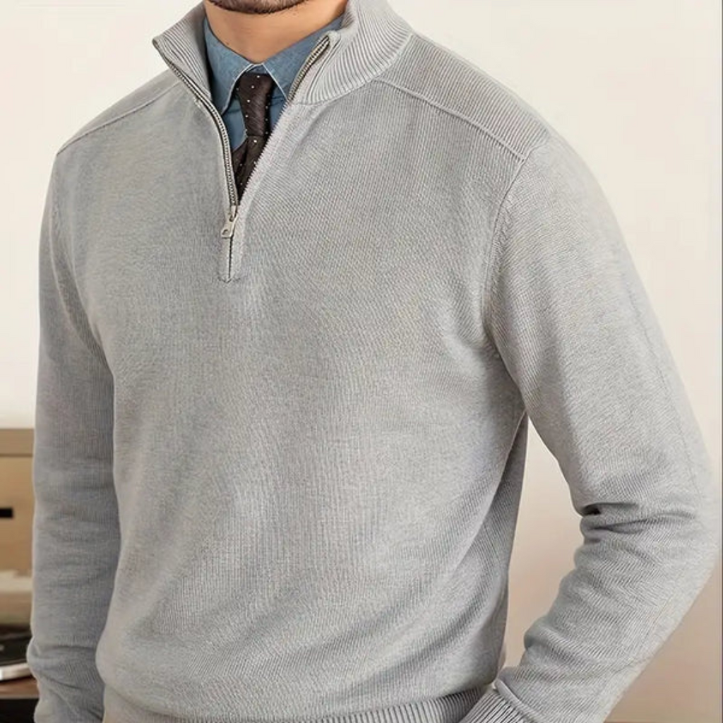 Gabriel Laurent | Luxury Men's Sweater with Half-Zip and High Collar