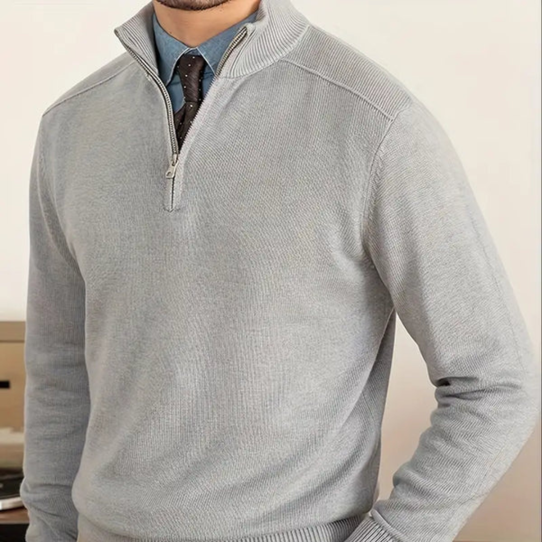 Gabriel Laurent | Luxury Men's Sweater with Half-Zip and High Collar