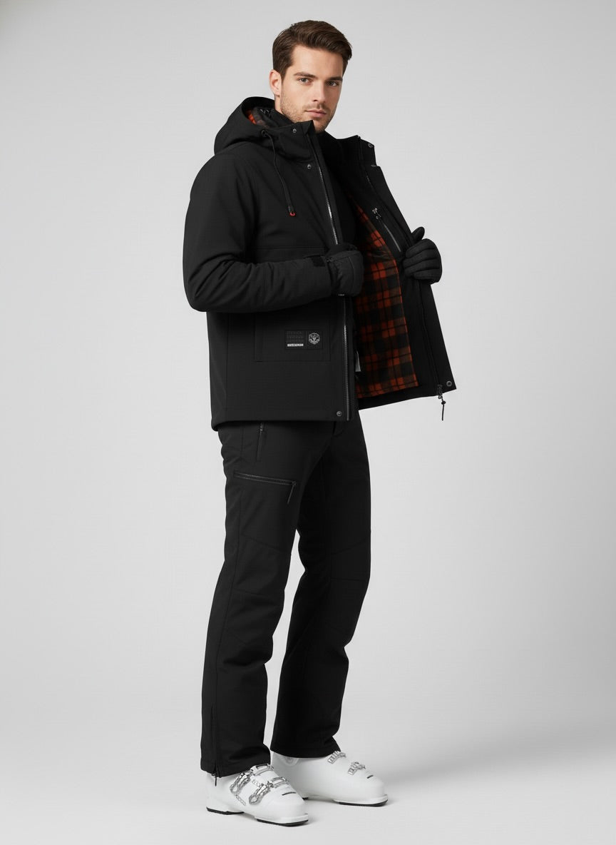Waterproof Zip Front Outdoor Jacket for Men | Detachable Hood with Pockets
