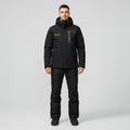 Black Two Piece Ski Jacket and Pants Set with Hood for Men | Snowboard Outfit