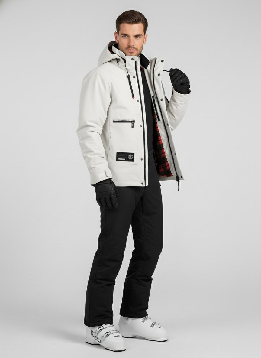 Waterproof Zip Front Outdoor Jacket for Men | Detachable Hood with Pockets
