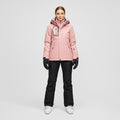 Pink Hooded Waterproof Ski Jacket and Pants Set for Women | Winter Snow Sports