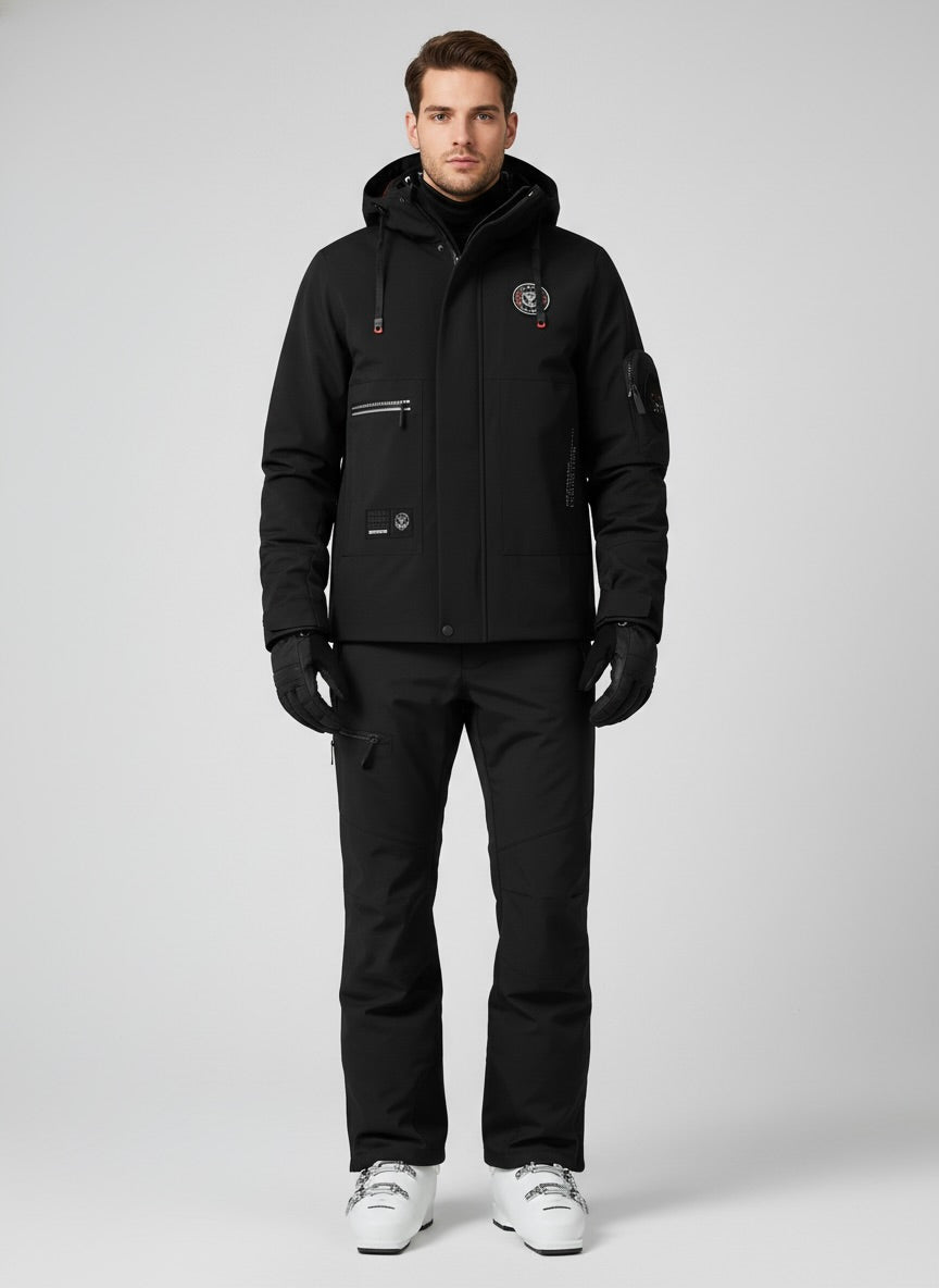 Waterproof Zip Front Outdoor Jacket for Men | Detachable Hood with Pockets