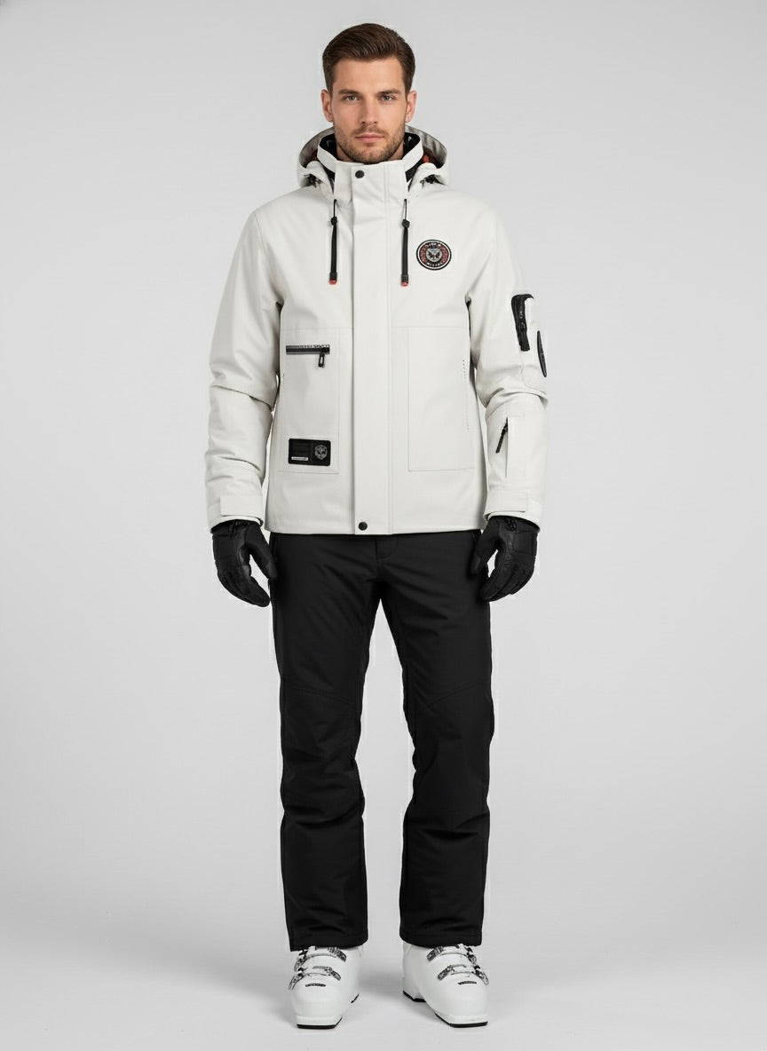 Waterproof Zip Front Outdoor Jacket for Men | Detachable Hood with Pockets