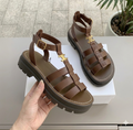 Brown Chunky Sole Woven Slip-On Sandals for Women