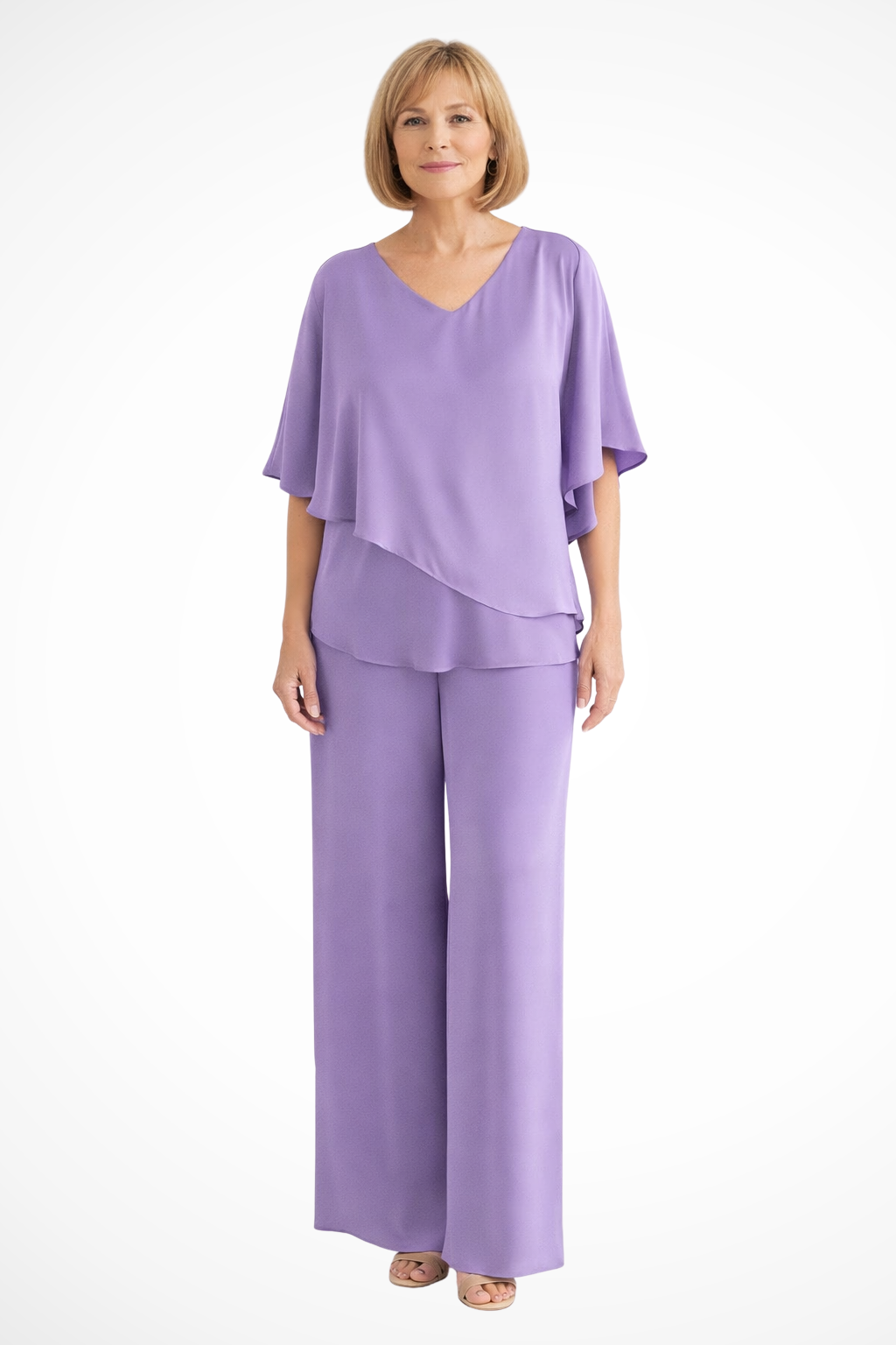 Batwing Sleeve Top and Wide Leg Trousers Co-ord Set for Women