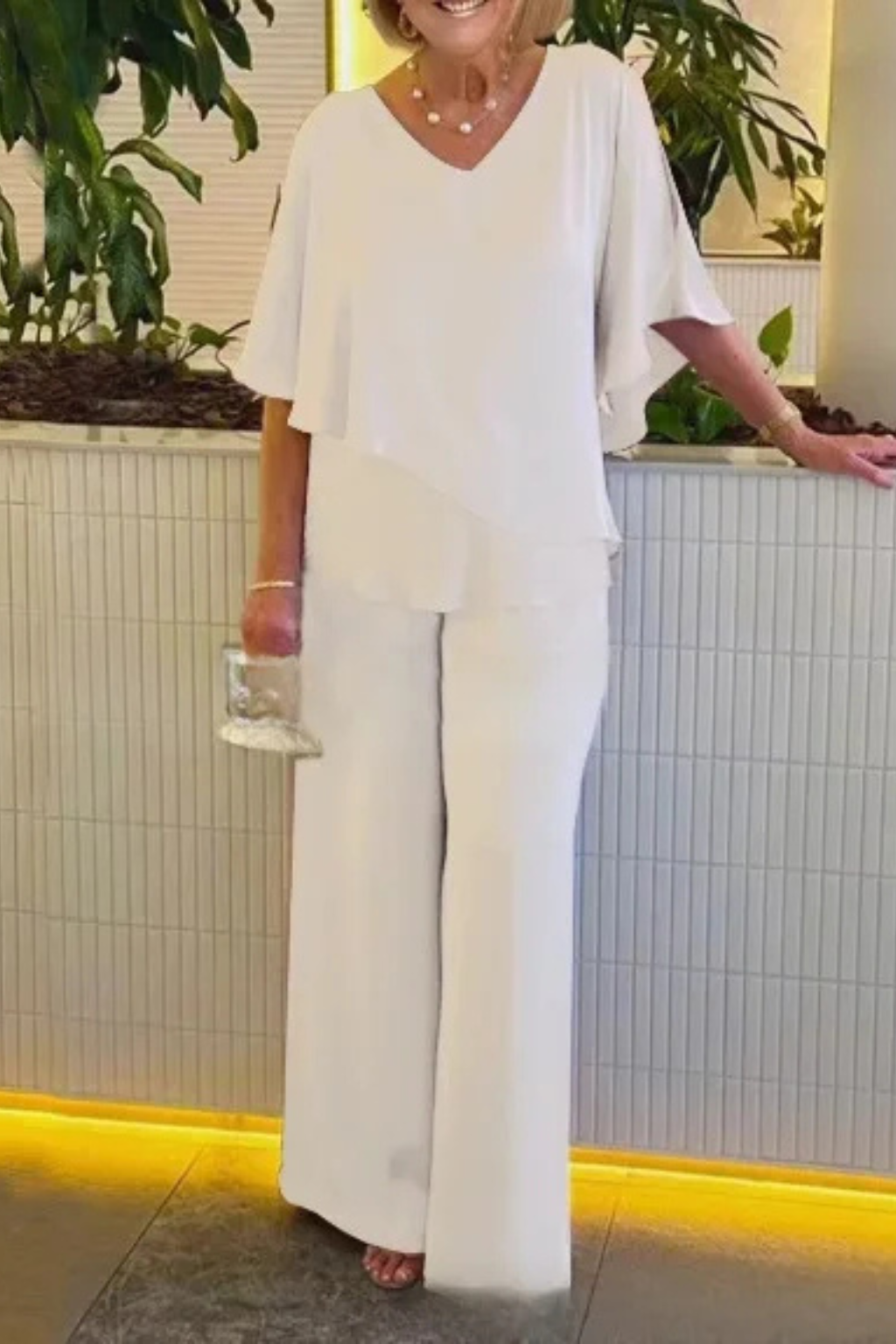 Batwing Sleeve Top and Wide Leg Trousers Co-ord Set for Women