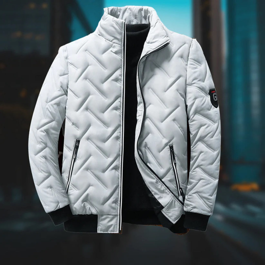 Black Quilted Padded Zip Up Winter Jacket for Men | Cold Weather Outerwear
