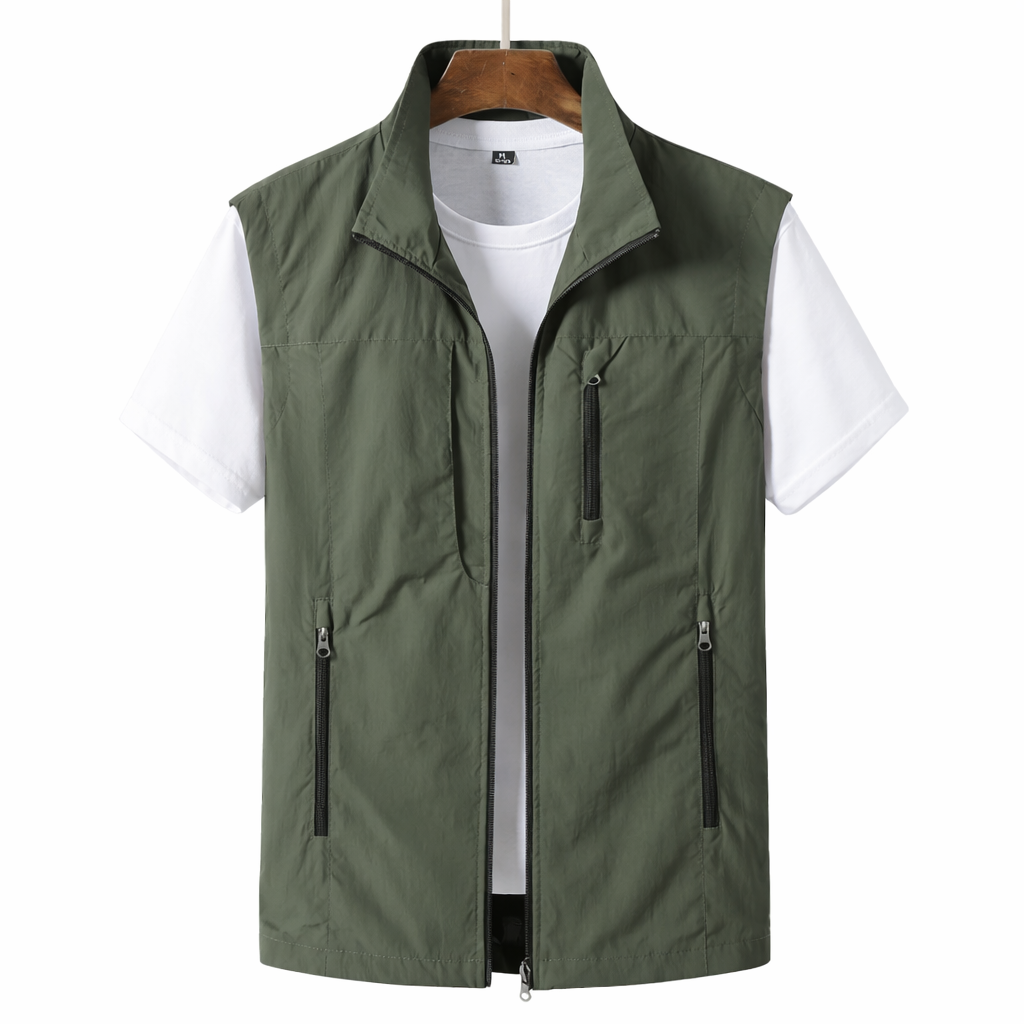Lightweight Zip Front Utility Vest for Men | Sleeveless Layering Piece