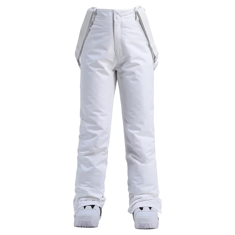 Wide Leg Straight Winter Pants with Adjustable Suspenders for Women | Outdoor