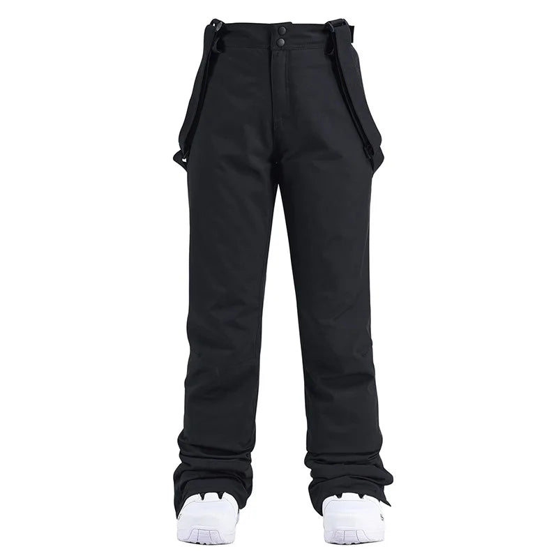 Wide Leg Straight Winter Pants with Adjustable Suspenders for Women | Outdoor