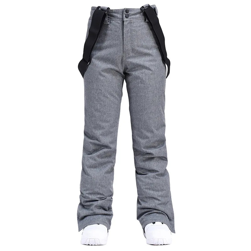 Wide Leg Straight Winter Pants with Adjustable Suspenders for Women | Outdoor