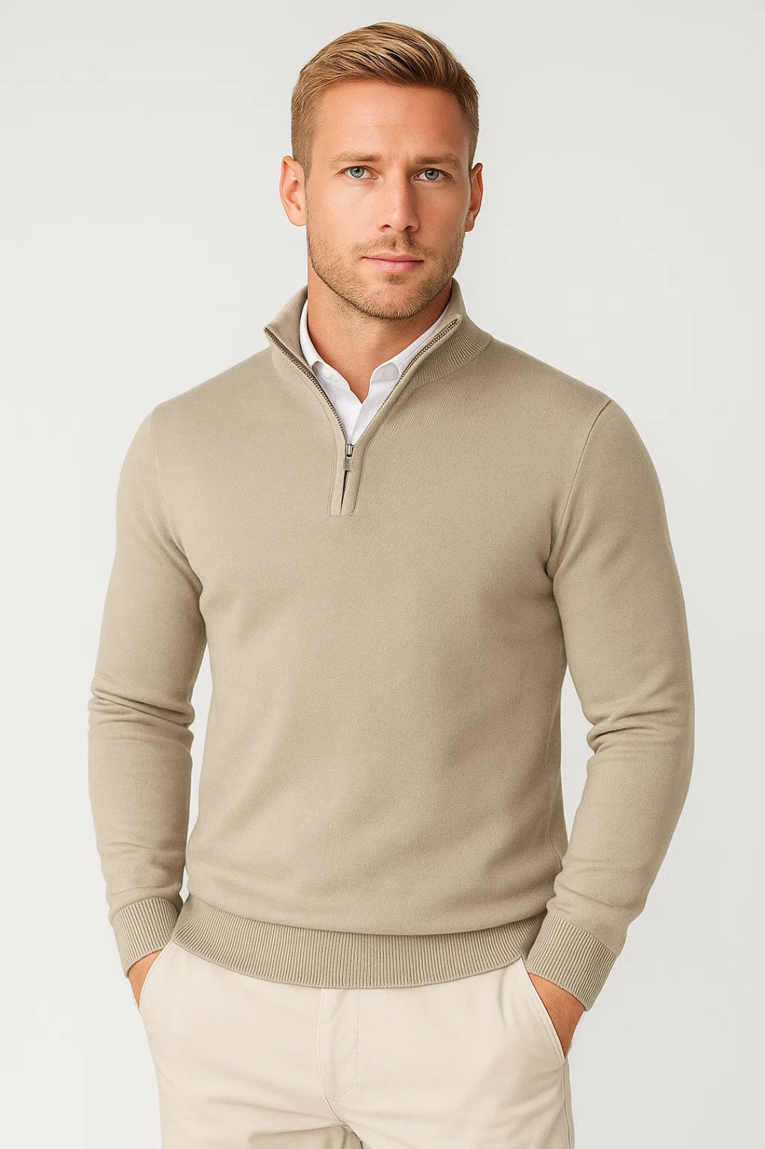 Knit High Collar Half Zip Pullover Sweater for Men | Winter Collection