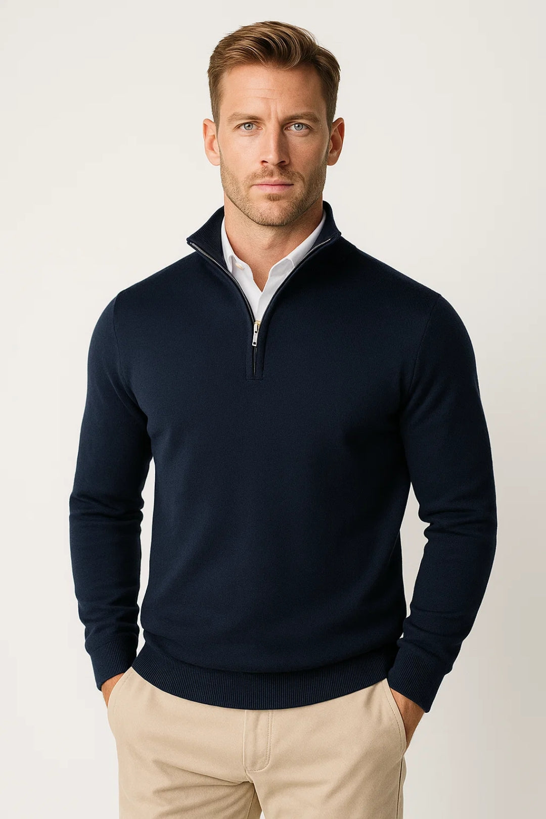 Knit High Collar Half Zip Pullover Sweater for Men | Winter Collection