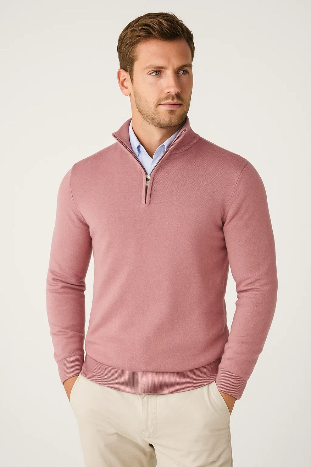 Knit High Collar Half Zip Pullover Sweater for Men | Winter Collection