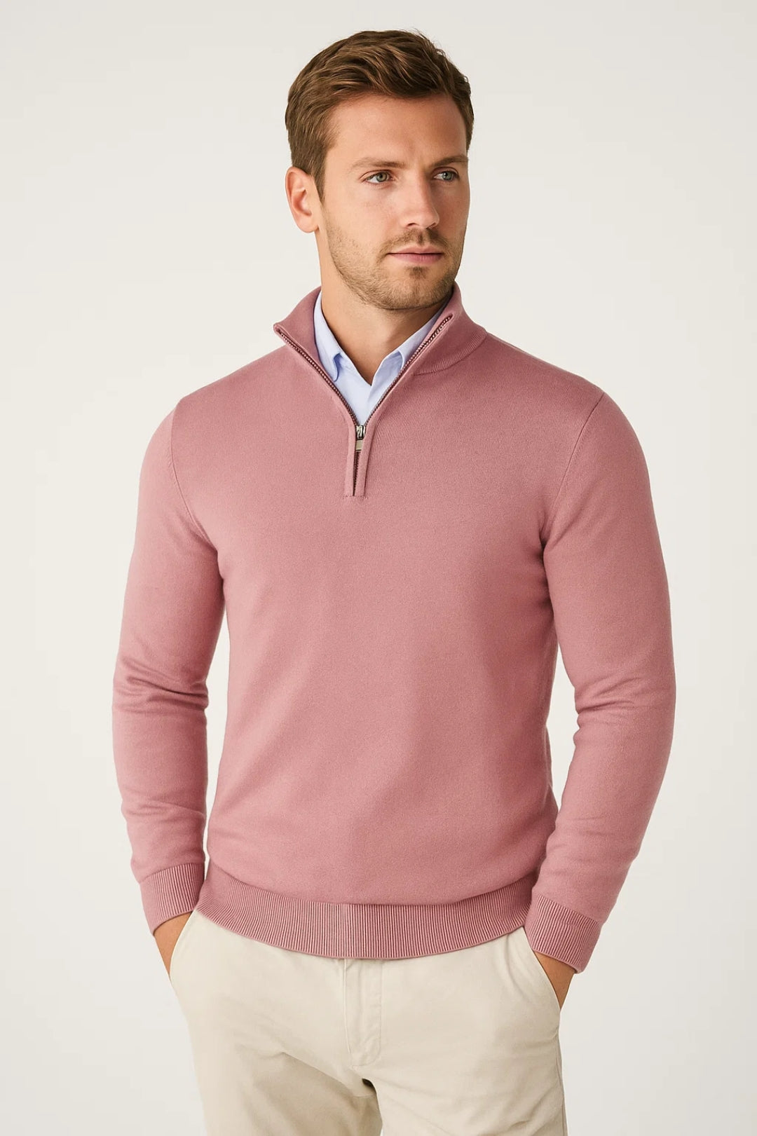 Knit High Collar Half Zip Pullover Sweater for Men | Winter Collection