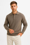Men's Polo Sweater Long Sleeve Knitted Elegant